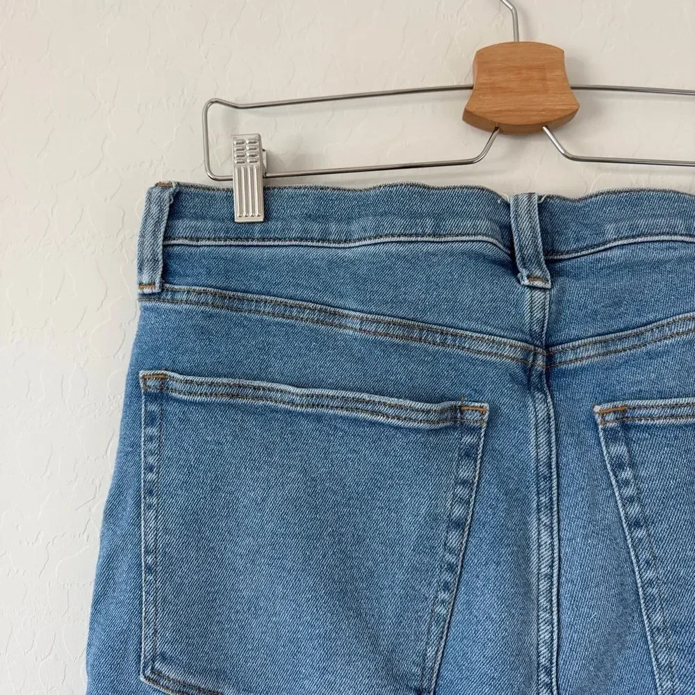J. CREW Stovepipe Jeans Straight High Waist Blue Signature Stretch + Denim Sz 32